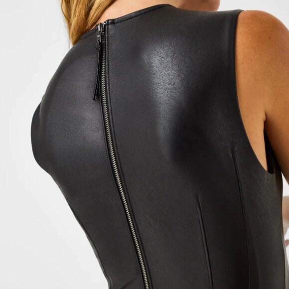 Spanx Faux Leather Sleeveless Sheath Dress  Medium - Picture 4 of 7